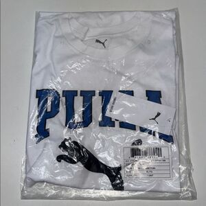 🔥Puma White Tee with Blue Logo Sz XL New